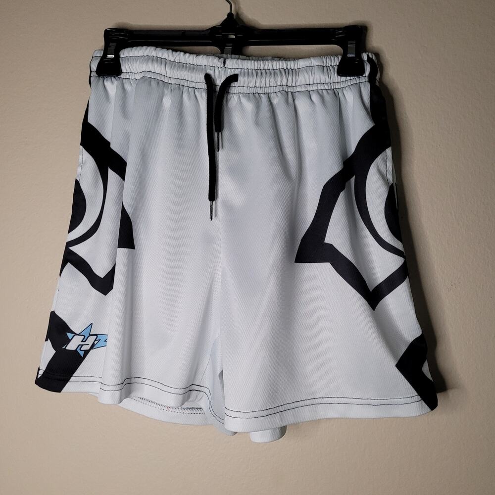 White Performance Shorts with Graphic Design - Large